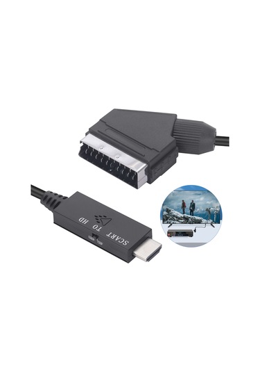 Sones Scart - Hdmı Uyumlu Dönüştürücü Video Ses Adaptör Kablosu Siyah