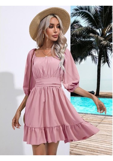 Açık Yeşil Yaz Kadın Elbise Fırfırlı Kare Yaka Düz Renk Elbise Tatlı Ve Taze Kravat Kısa Elbise Xl Açık Yeşil Açık Yeşil Yaz Kadın Elbise Fırfırlı Kare Yaka Düz Renk Elbise Tatlı Ve Taze Kravat Kısa Elbise Xl Açık Yeşil