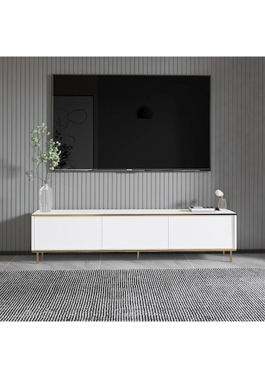 Tv Sehpası Kozan Beyaz Gold 180 Cm