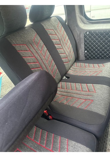 Argalı Fiat Doblo Araca Uygun Oto Koltuk Kılıfı Üniversal Keten Ve Suni Deri Cepli Oto Koltuk Kılıf Kırmızı