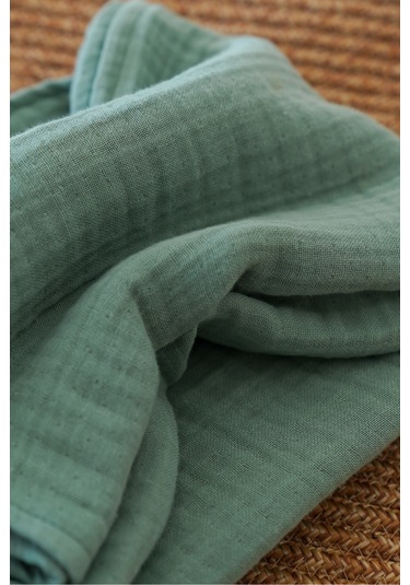 Organik Pamuk Ekstra Yumuşak 4 Katlı Müslin Battaniye Çağla Yeşili 85x100 CM Çağla Yeşili