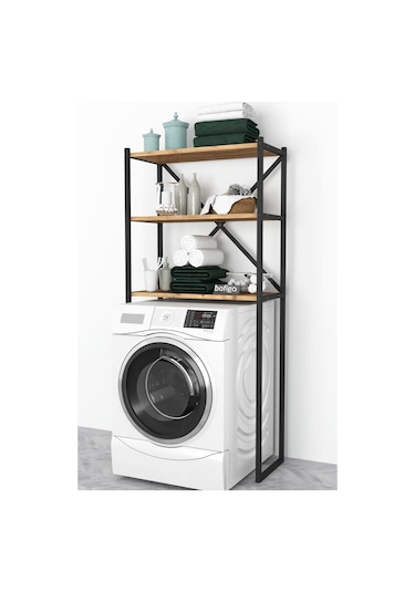 Bofigo 3 Raflı Metal Düzenleyici Banyo Rafı Çam