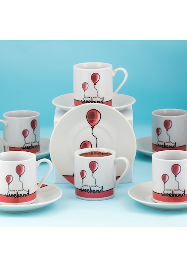 Porsima 03 Porselen 12 Parça Türk Kahve Fincan Takımı 90ml