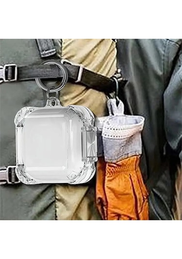 Caseonn Samsung Galaxy Buds Live - Buds Pro Kılıf Transparan Emniyet Kilitli Füme