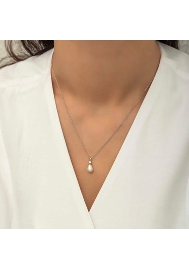 Gümüş Damla Inci Kadın Kolye (551182426)
