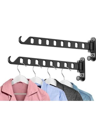 Besthome1 Alüminyum Katlanabilir 8 Delikli Çamaşır Asıcı - 2 Adet Siyah - Boşluk Tasarrufu Ev Gereci Siyah