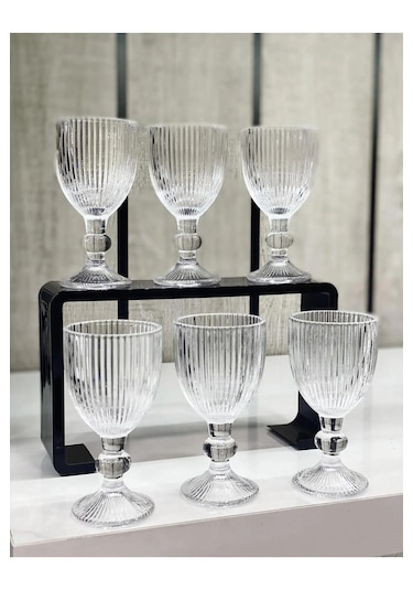 6 Lı Kristal Cam Kahve Yanı Su Bardağı Kadeh Kupa Bardak