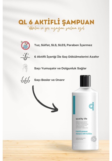 Quality Life Saç Dökülmesine Karşı Şampuan 3 x 300 ML + Saç Vitamini 3 x 60 Tablet + Serum 3 x 50 ML