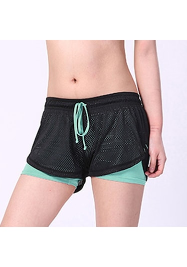 Jeemson Kadın Spor Şortu - 2'li Katmanlı, Nefes Alabilir, Hızlı Kuruyan, Yoga Ve Koşu İçin Göl Mavisi