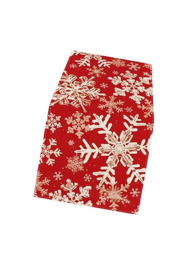 Homyl Dikdörtgen Masa Örtüsü Festival Mevsimlik Kış Dolabı Kar Taneleri