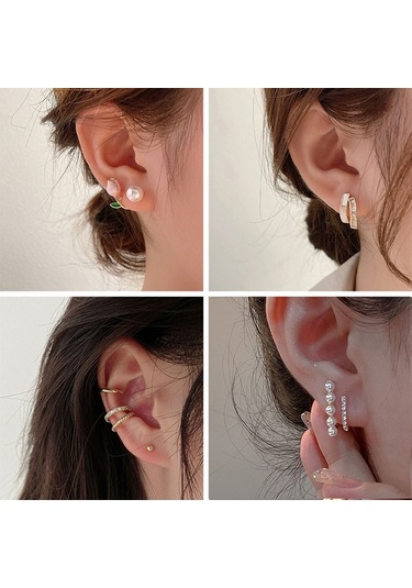 Mizaç Bayanlar Hafif Lüks İnci Çift Katmanlı Küpe Elmas Küpe, Şartname: Eh1034