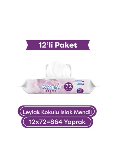 Paddlers Leylak Kokulu Islak Mendil 12x72 li Koli (864 Yaprak)