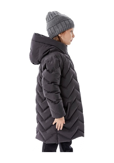 Benitto Kids Kız Çocuk Kapüşonlu Kışlık Şişme Mont 51353 Gri