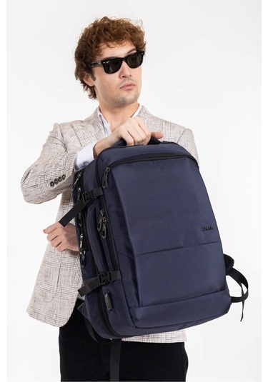 Dada Körüklü Su Geçirmez Kumaş Fonksiyonel Sırt Çantası 15.6 İnç Lacivert