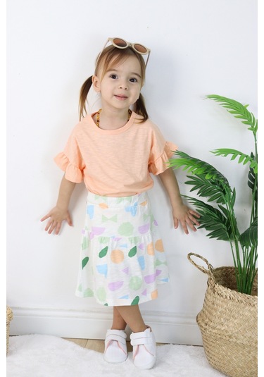 Kız Çocuk Geometrik Desen Etekli Takım 001