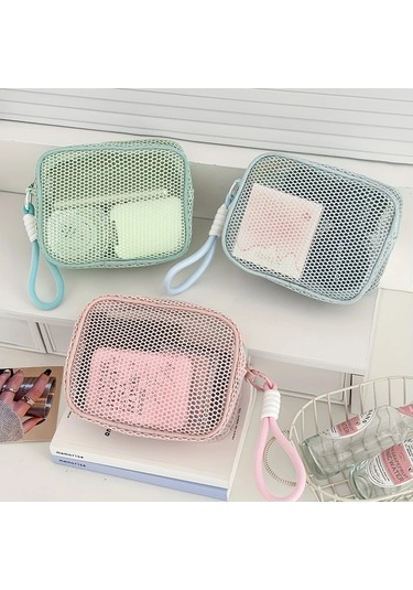 Elmpaly Tofu Blok File Çanta Bilek Kayışlı Büyük Kapasiteli Pastel Renkli Bozukluk Cüzdanı