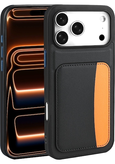 İphone 17 Pro Kılıf Kartlıklı X-kart Silikon Kılıf Siyah