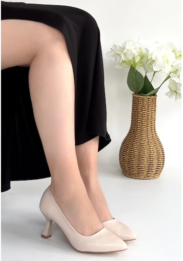 Naturalshoess Leja Bej Cilt Topuklu Ayakkabı Bej