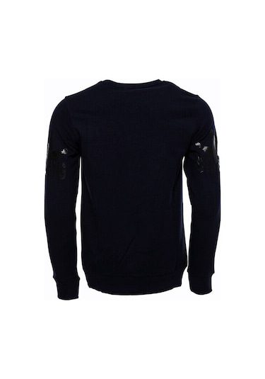Lacivert Taşlı Baskılı Desenli Sweatshirt - Wessi Siyah
