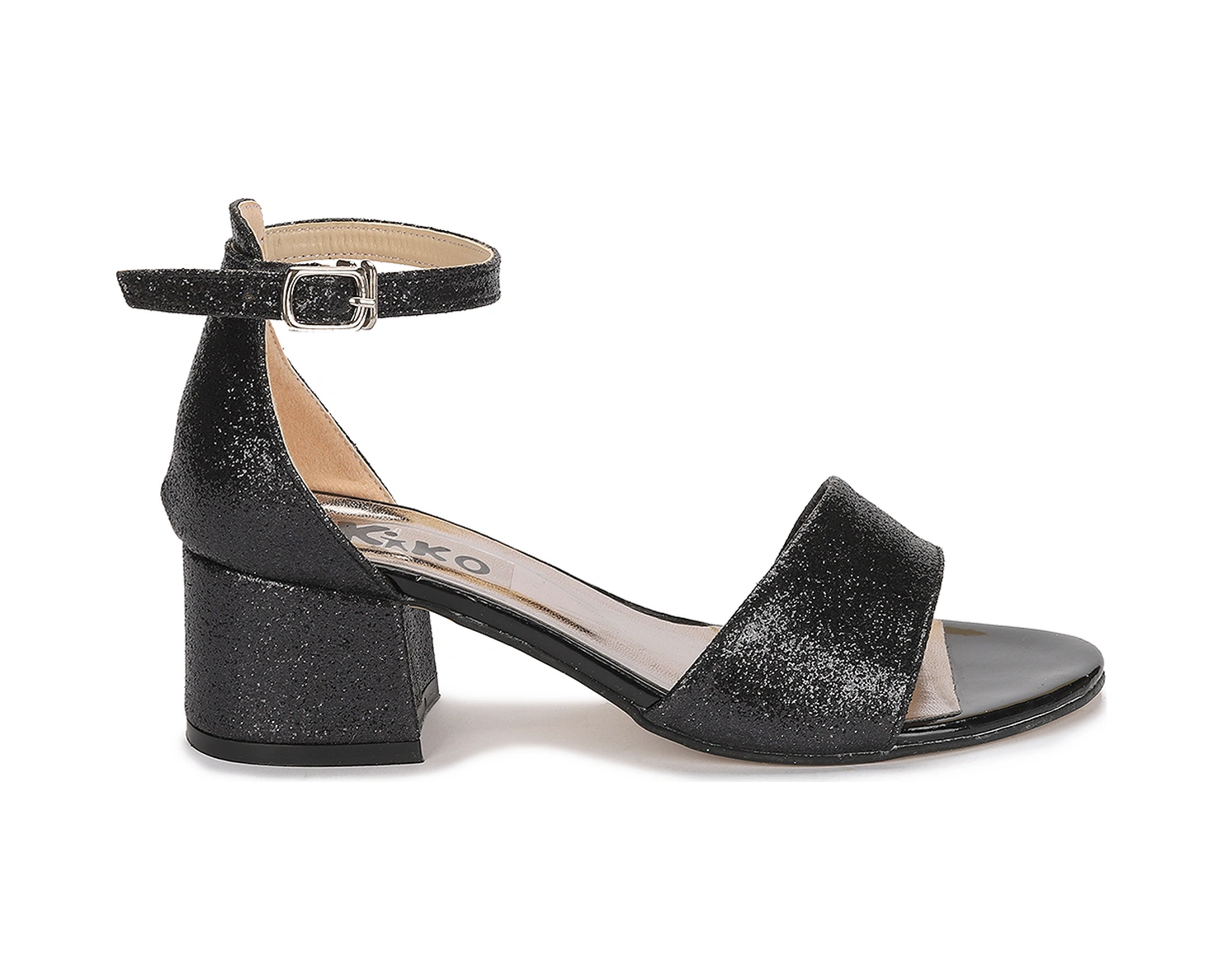 Kiko Kids Alexa Günlük Kız Çocuk 4 Cm Topuklu Sandalet Abiye Ayakkabı Siyah Siyah
