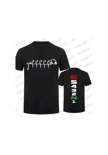 Kucluterkek Motosiklet Baskılı T-shirt 1n23456 - Yaz Moda Günlük Tişörtkahverengi Kahverengi