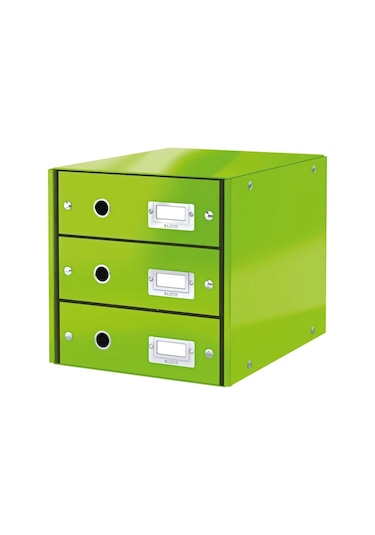 Leitz 6048 Wow Metalik Koyu Yeşil Üç Çekmeceli Evrak Rafı