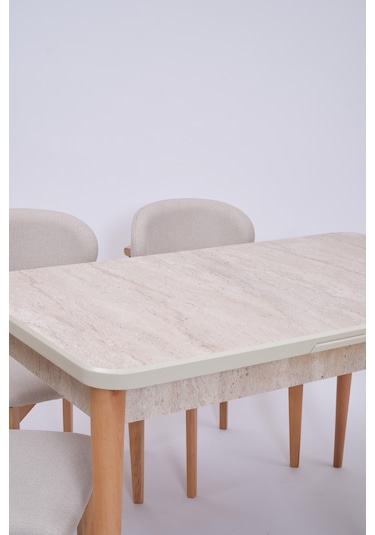 Göksu Traverten Boyalı Mdf Mutfak Masa Takımı 80x130