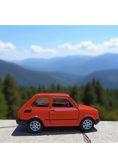 Nostaljik Metal Çek Bırak Kırmızı Fiat 126 Araba Kapılar Açılır Diğer