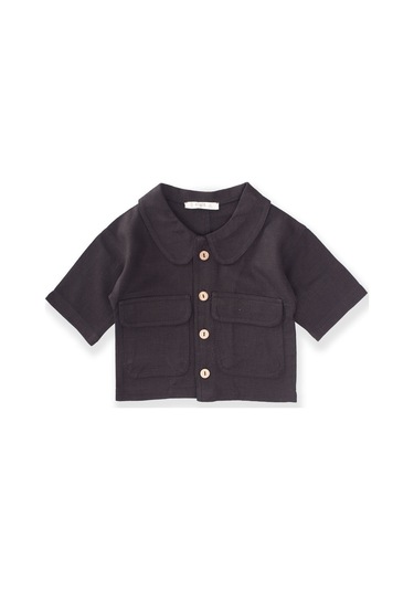 Cigit Sarh Keten Düğmeli Ceket 2-6 Yaş Siyah Siyah