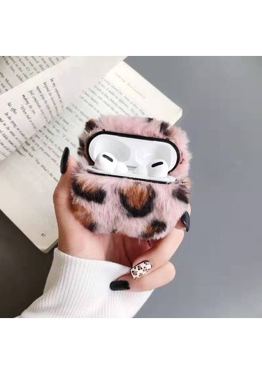 Airpods Uyumlu Pro Peluş Bluetooth Kulaklık Koruyucu Kılıf İçin Leopar Pembesi Leopar Pembesi
