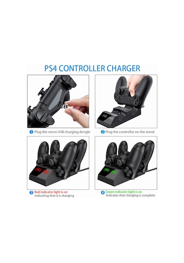 Geeroyoo Ps4 Kontrol Şarj İstasyonu: Hızlı Kablosuz Şarj, Mikro Usb Bağlantı, Led Göstergeli, Güvenli Ve Kaymaz Tasarım