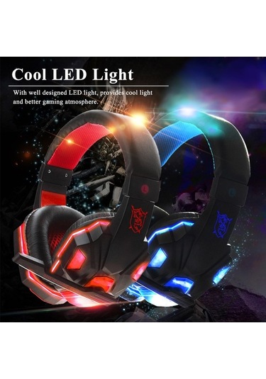 Fastbuy Kırmızı Oyuncu Kulaklığı: Led Işıklı, Mikrofonlu, Ses Kontrollü Pc Uyumlu