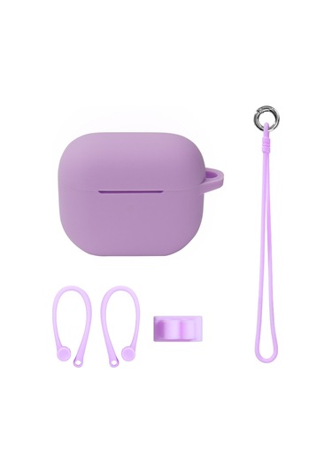 Airpods Uyumlu 3 İçin Bluetooth Kulaklık Silikon Kapak Seti, Renk: El İpi Seti Açık Mor Diğer