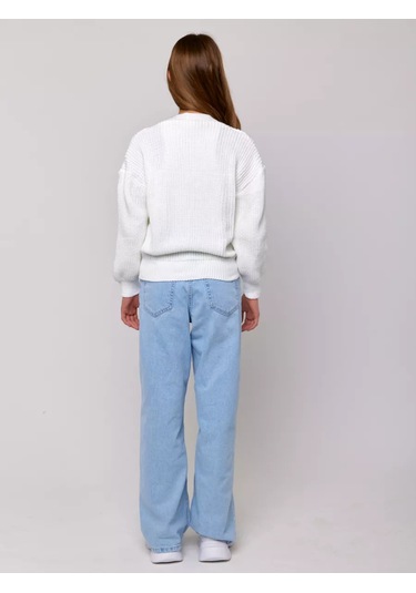 Un Leone Düğmeli Oversize Okul Kazağı 221405148 Beyaz