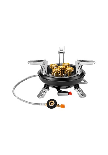 Zilinn Brs-201a Taşınabilir Kamp Gaz Sobası 16000w Yüksek Basınçlı Propan Bütan Gaz Brülörü Piezo Ateşlemeli Açık Acil Durum Sobası Siyah