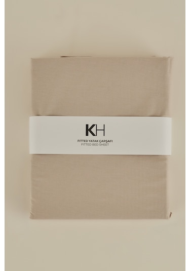 Karaca Home Basic %100 Pamuk King Kişilik Lastikli Çarşaf Bej