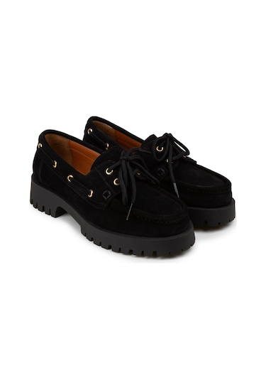 Deery Kadın Hakiki Süet Siyah Marin Loafer - 02036zsyhc01