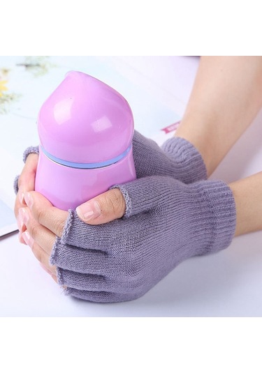 1 Çift Unisex Siyah Yarım Parmak Parmaksız Eldiven Kadın Ve Erkekler İçin Yün Örme Bilekli Pamuklu Eldivenler Sıcak Kış İş Eldivenleri Haki