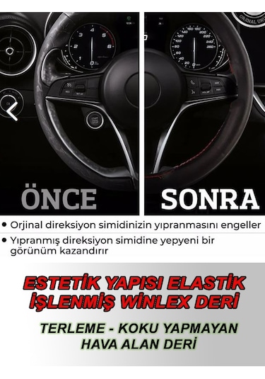 Honda Civic 2006-2011 Deri Direksiyon Kılıfı Dikmeli Kırmızı Dikişli Diğer