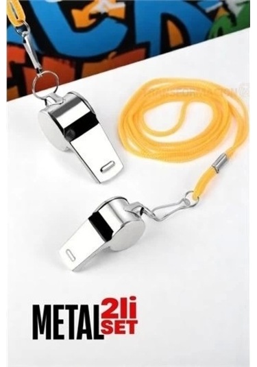 Metal Düdük - Spor Düdüğü - Hakem Düdüğü Metal Deprem Düdüğü 2 Li Set