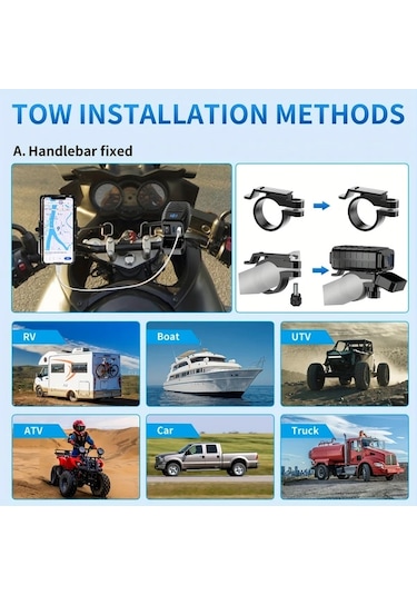 Xuweiwei Motorsiklet Gidon Telefon Sarj Cihazi Pd30 Qc30 Hizli Sarj Volt Metreli Saeden Usb Adaptor 12v36v Bisikletler Yesil Isik