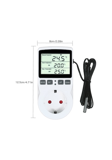 Mufunye Dijital Sıcaklık Kontrol Cihazı, Zamanlayıcı Ve Sensörlü, Isıtma/soğutma Modu, 100-250v Eu Şarj Aleti