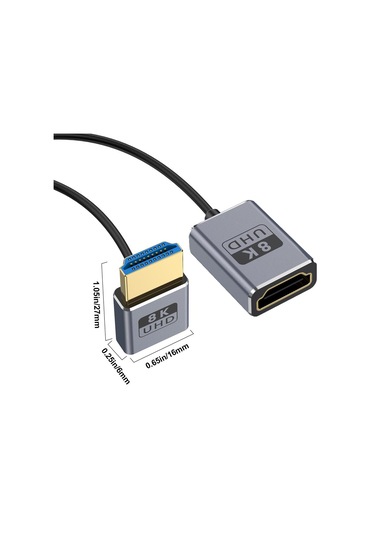 0.7m Sarmal Koaksiyel 8k 48gbps Hdmı 2.1 Kablo, Bağlantı Noktası: Erkekten Dişiye Yukarı Dirsek