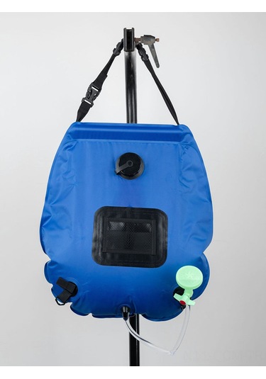 Qingmipy Güneş Enerjili 20l Kamp Duş Torbası, Pvc Materyal, 45 C Isıtma, Taşınabilir, Mavi Hortum+pançur Mavi