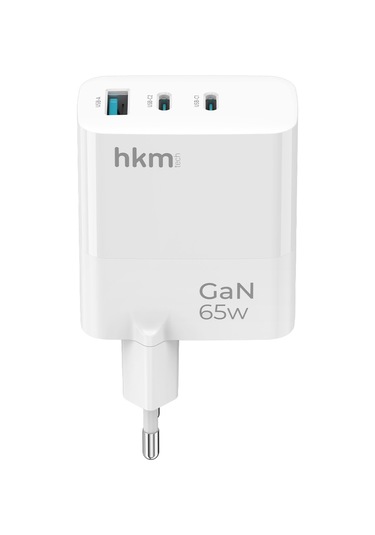 Gan Multi 65W Usb-A Ve 2*Type-C Üç Portlu Hızlı Şarj Aleti Güç Adaptörü Beyaz
