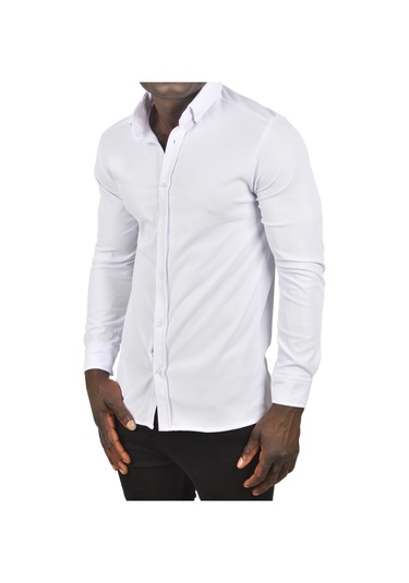 Deepsea Erkek Beyaz Fitilli Uzun Kollu Gömlek 2500805 Beyaz