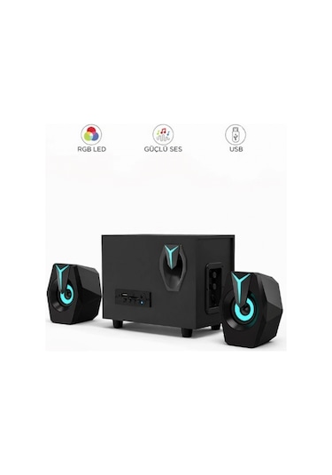 Bluetooth D37 Hoparlör 2in1 Subwoofer Rgb Işıklı Bilgisayar Hoparlörü Speaker