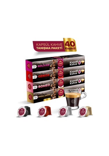 Anisah Kapsül Kahve Seti Bolivar Genoa Romeo ve Extra Aroma 4 x 10'lu