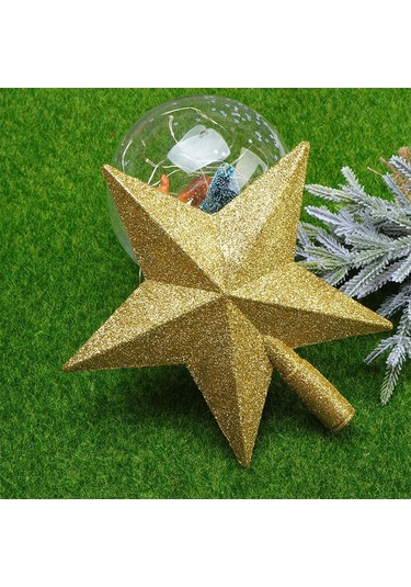 Yılbaşı Ağacı Simli Tepelik Yıldız, 15 cm - Altın
