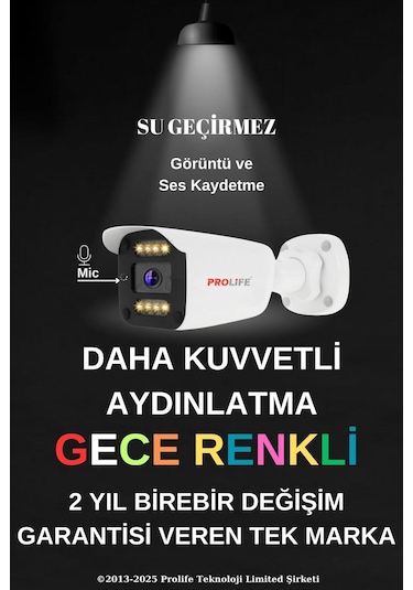 5 Li Sesli Güvenlik Kamerası 5 Mp Gece Renkli Yüz Ve Araç Tanımalı Full Hd Kamera Sistemi